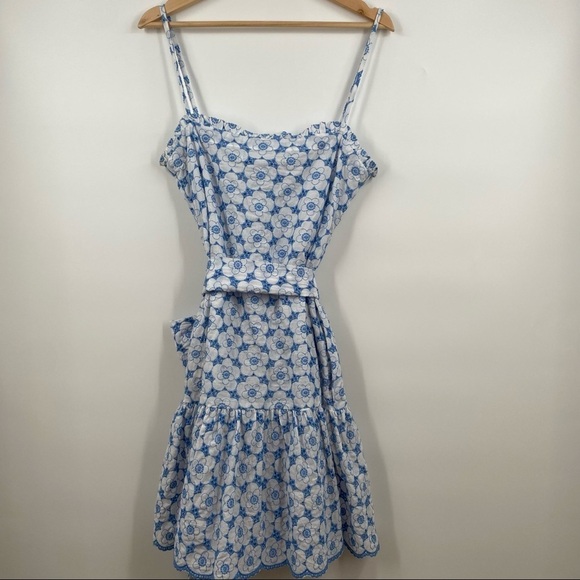 Lisa Marie Fernandez || Cornflower + Cream Ruffle Slip Dress Poppy Eyelet Size 3 - Picture 4 of 10